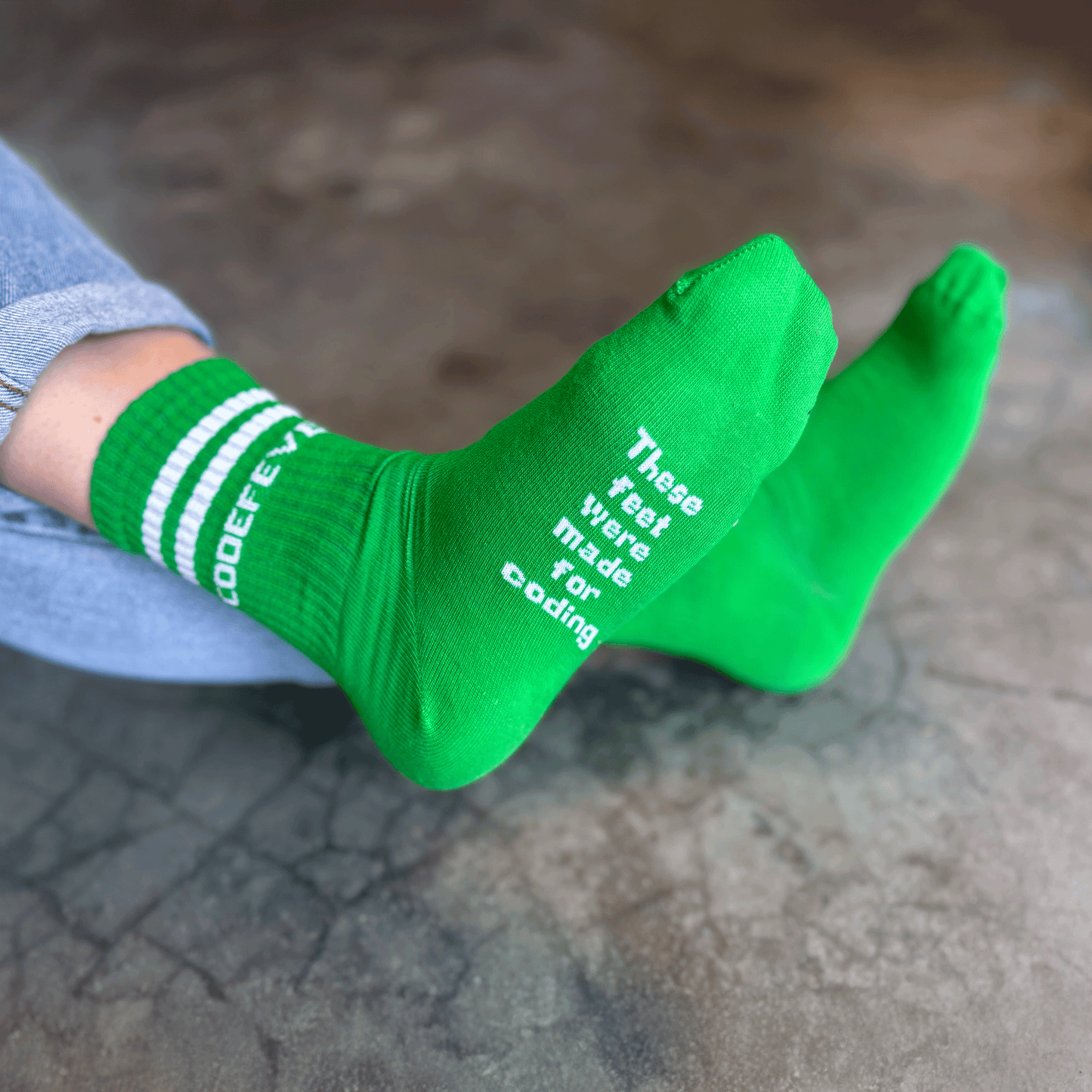 Sokken - These feet were made for coding (groen)