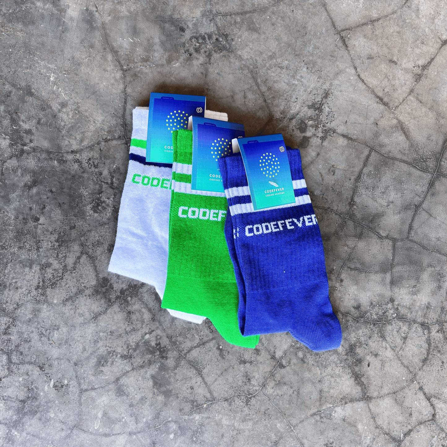 Sokken - Combipack (wit-groen-blauw)